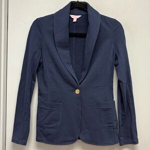 Lilly Pulitzer Cotton One Button Blazer -Navy Blue Size XS